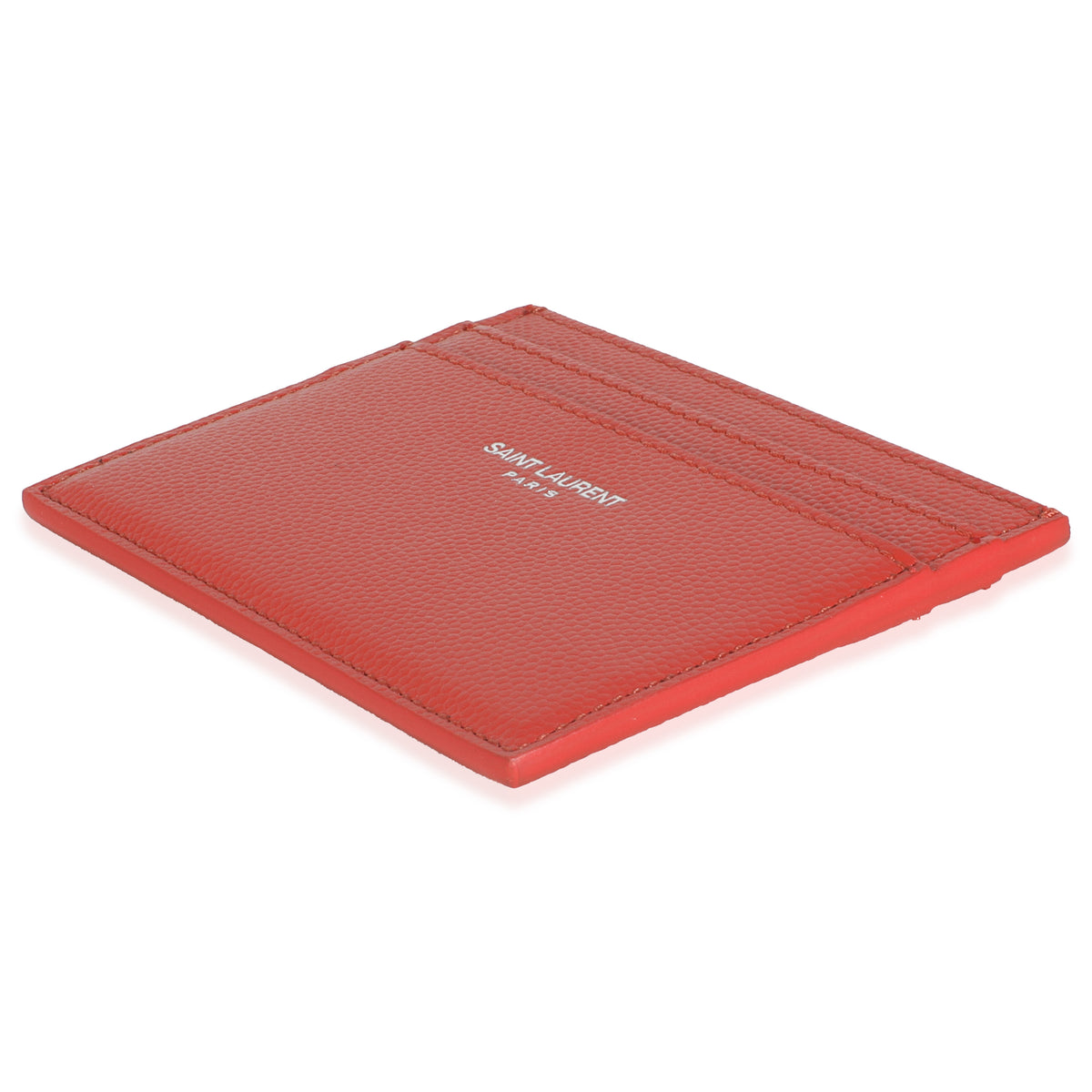 Saint Laurent Red Grain De Poudre Credit Card Case Wallet box