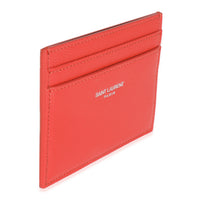 Saint Laurent Red Grain De Poudre Credit Card Case Wallet pv