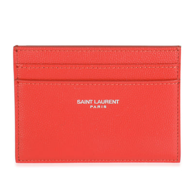 Saint Laurent Red Grain De Poudre Credit Card Case Wallet fv