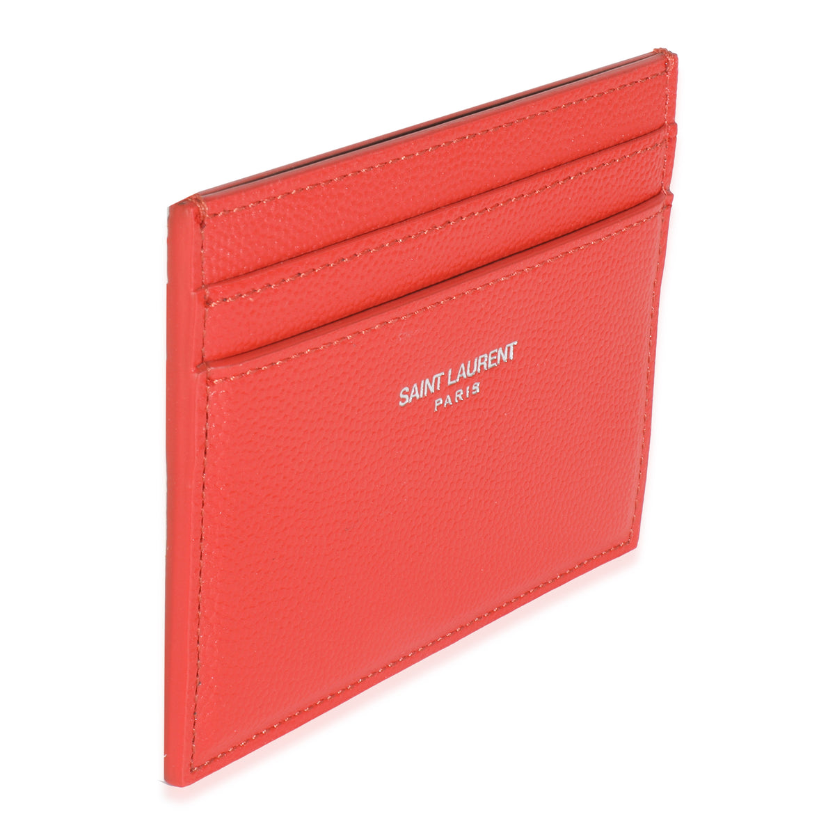 Saint Laurent Red Grain De Poudre Credit Card Case Wallet pv