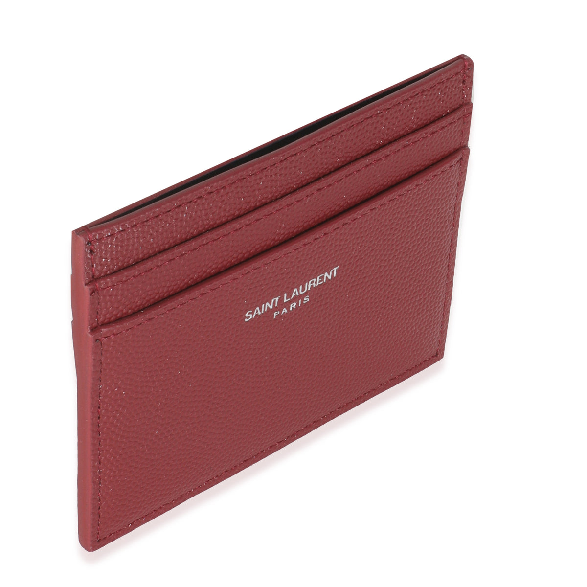 Saint Laurent Wine Grain De Poudre Credit Card Case Wallet pv