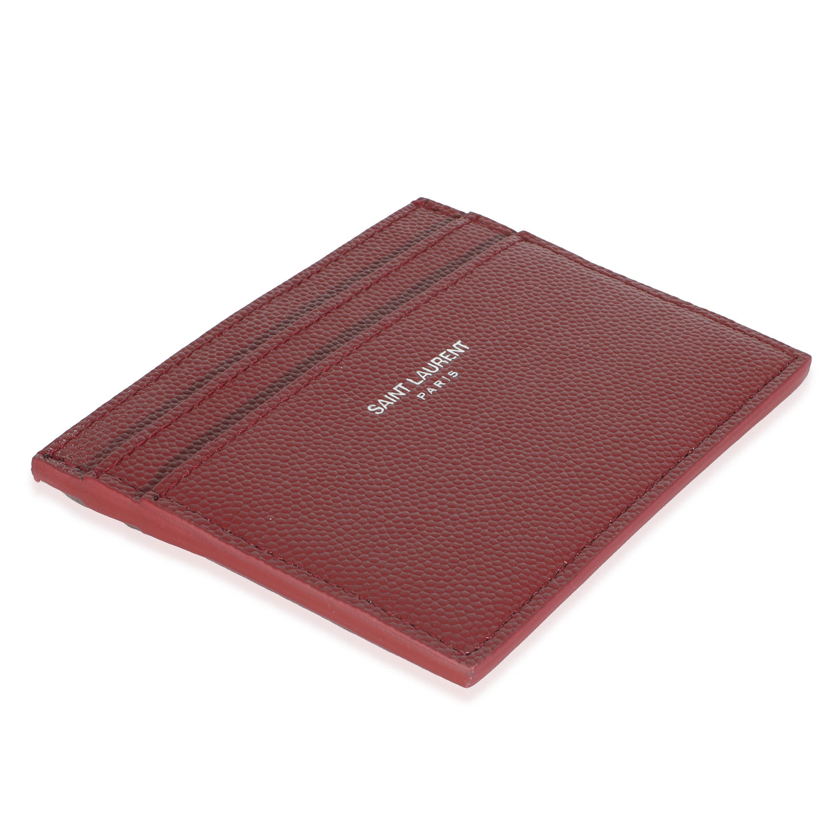 Saint Laurent Wine Grain De Poudre Credit Card Case Wallet box