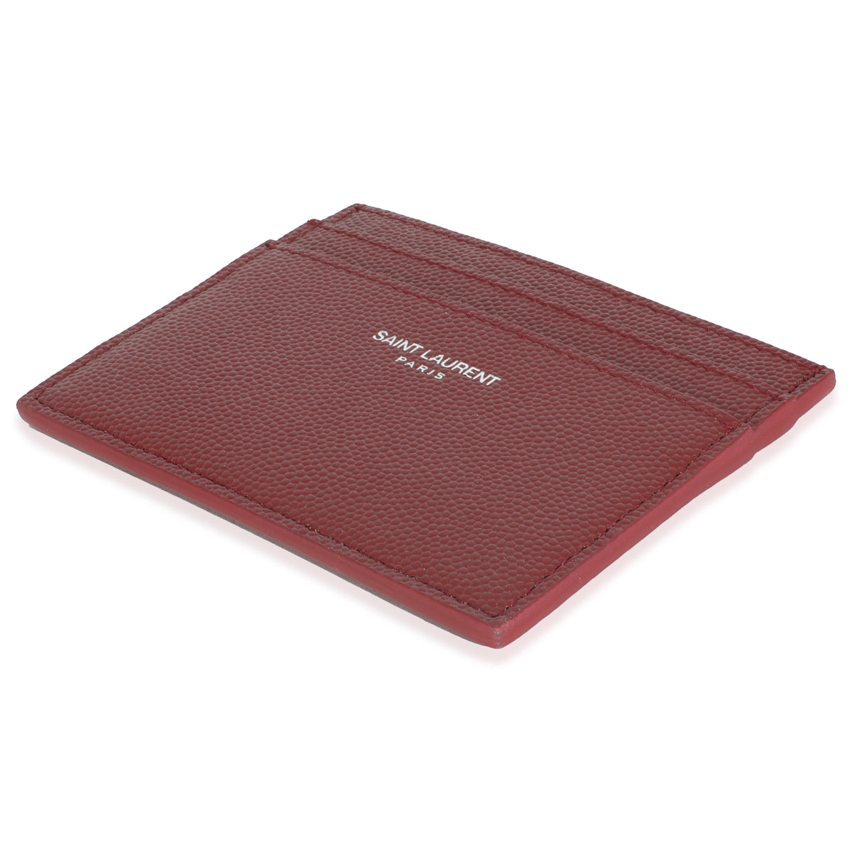 Saint Laurent Wine Grain De Poudre Credit Card Case Wallet clasp