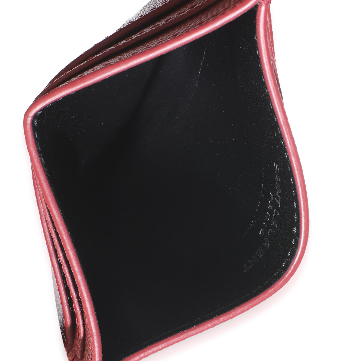 Saint Laurent Wine Grain De Poudre Credit Card Case Wallet av