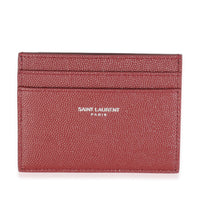 Saint Laurent Wine Grain De Poudre Credit Card Case Wallet fv