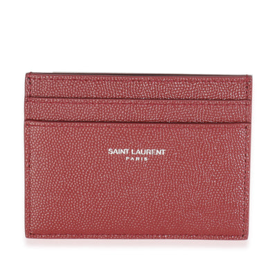 Saint Laurent Wine Grain De Poudre Credit Card Case Wallet fv