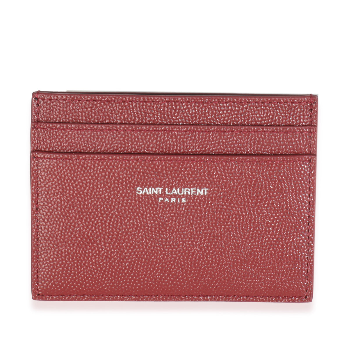 Saint Laurent Wine Grain De Poudre Credit Card Case Wallet fv
