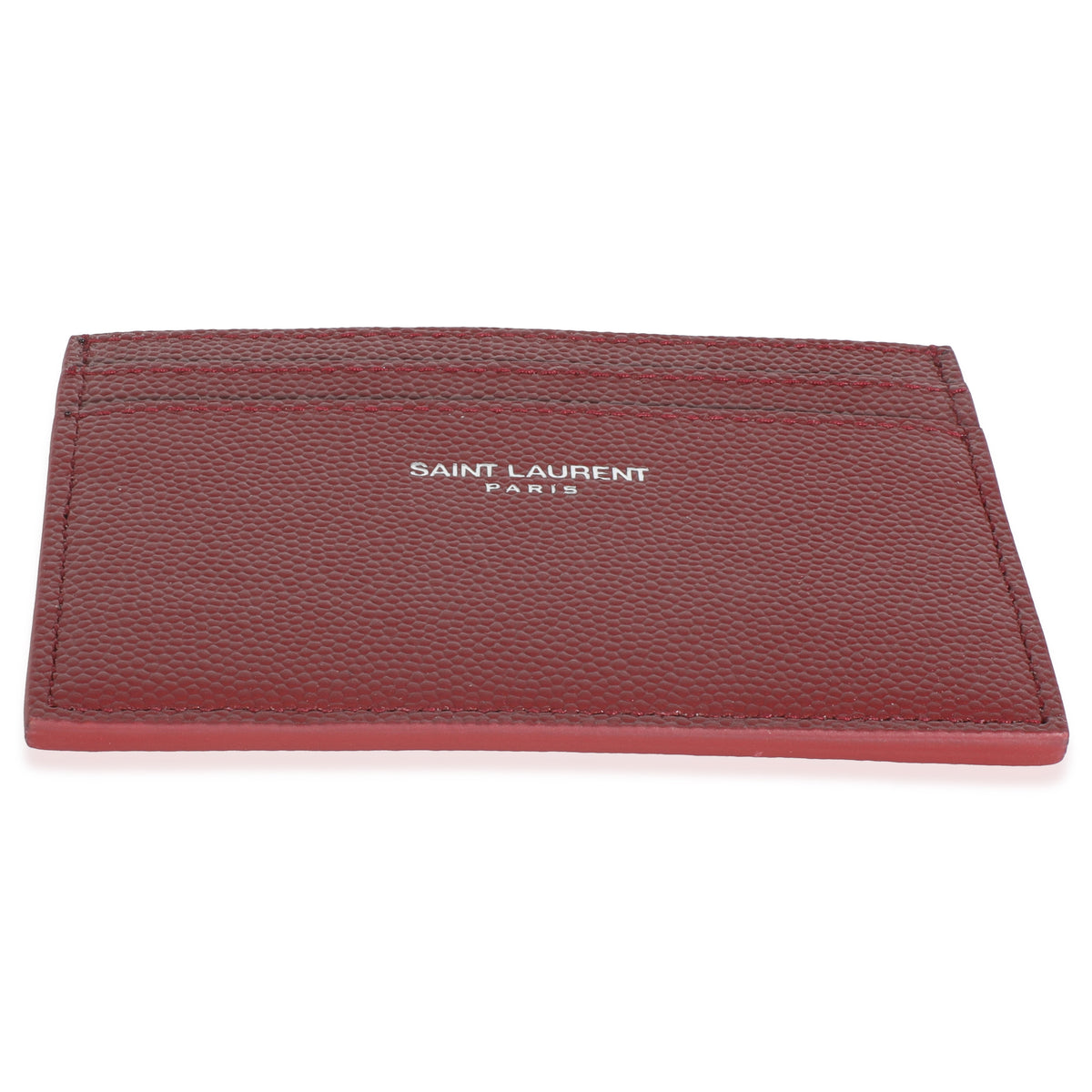 Saint Laurent Wine Grain De Poudre Credit Card Case Wallet stamp