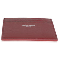 Saint Laurent Wine Grain De Poudre Credit Card Case Wallet stamp