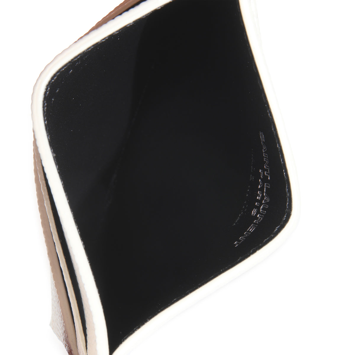 Saint Laurent White Grain De Poudre Credit Card Case Wallet av