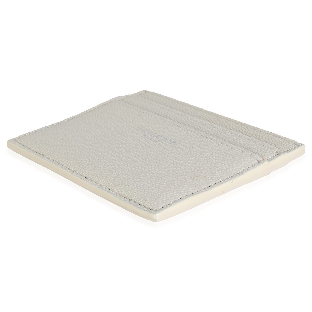 Saint Laurent White Grain De Poudre Credit Card Case Wallet box