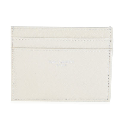 Saint Laurent White Grain De Poudre Credit Card Case Wallet fv