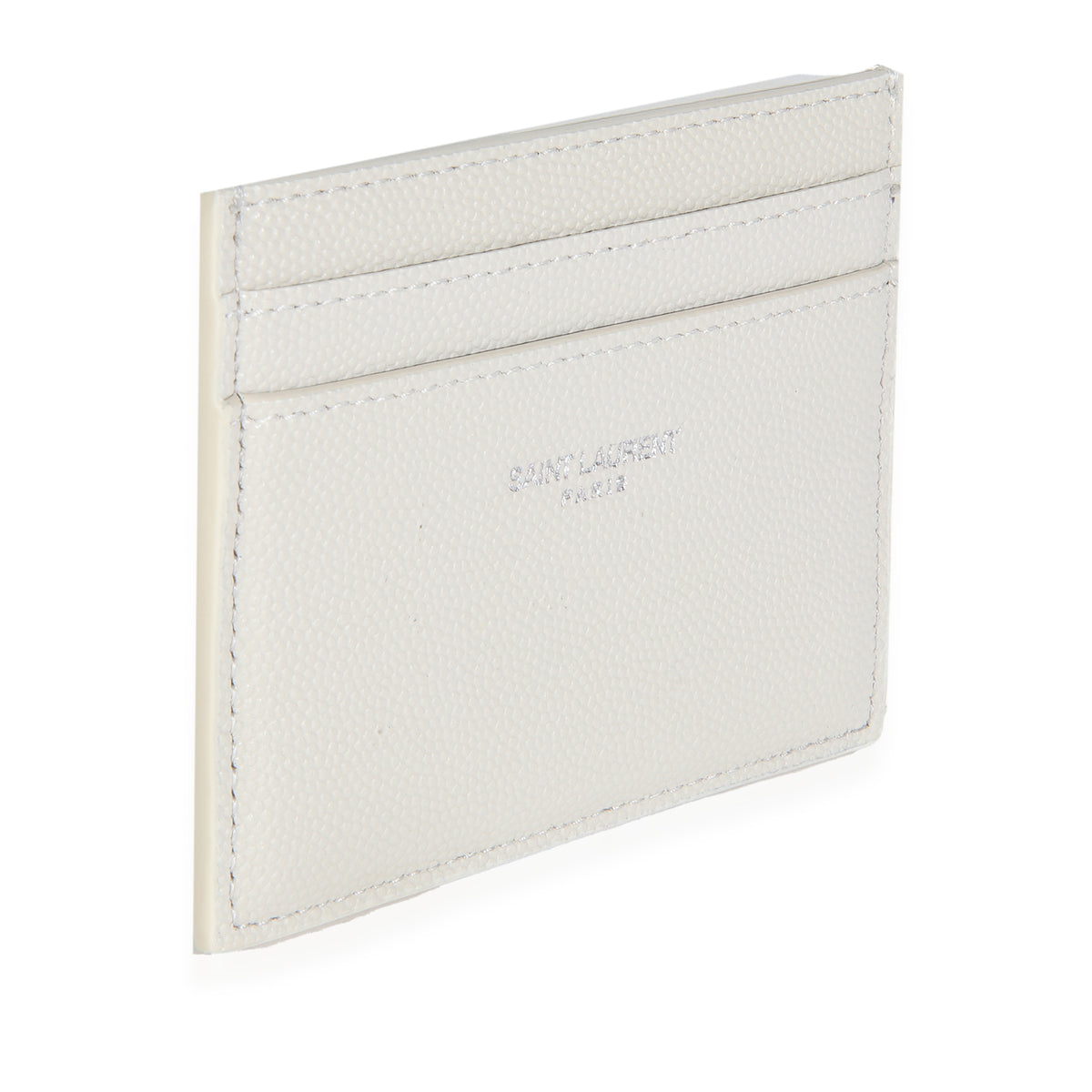 Saint Laurent White Grain De Poudre Credit Card Case Wallet pv