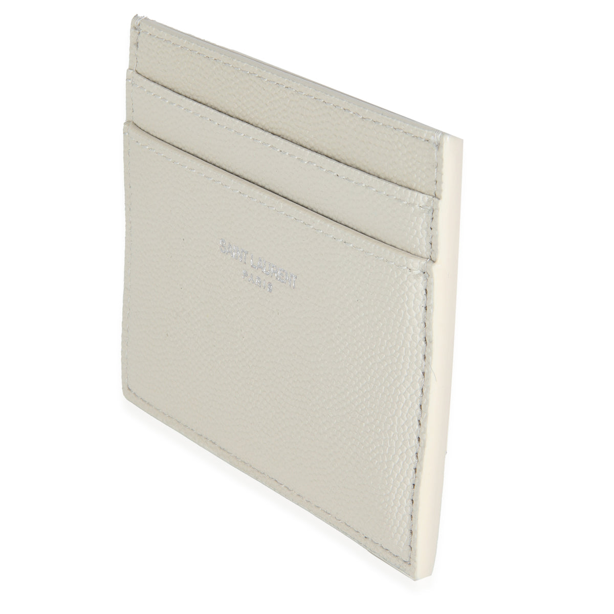 Saint Laurent White Grain De Poudre Credit Card Case Wallet sv