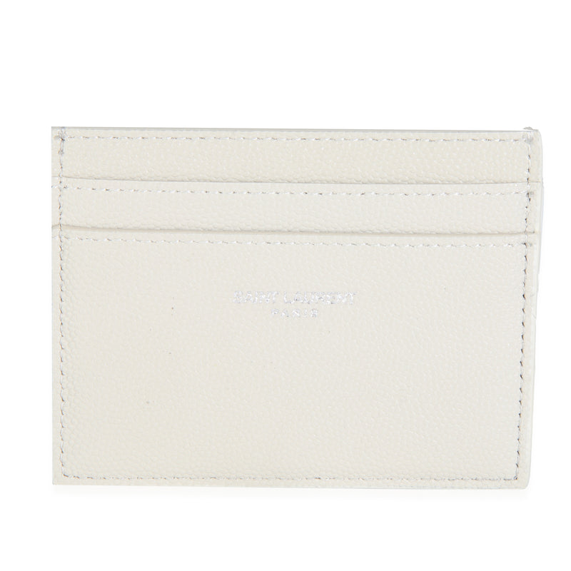 Saint Laurent White Grain De Poudre Credit Card Case Wallet fv