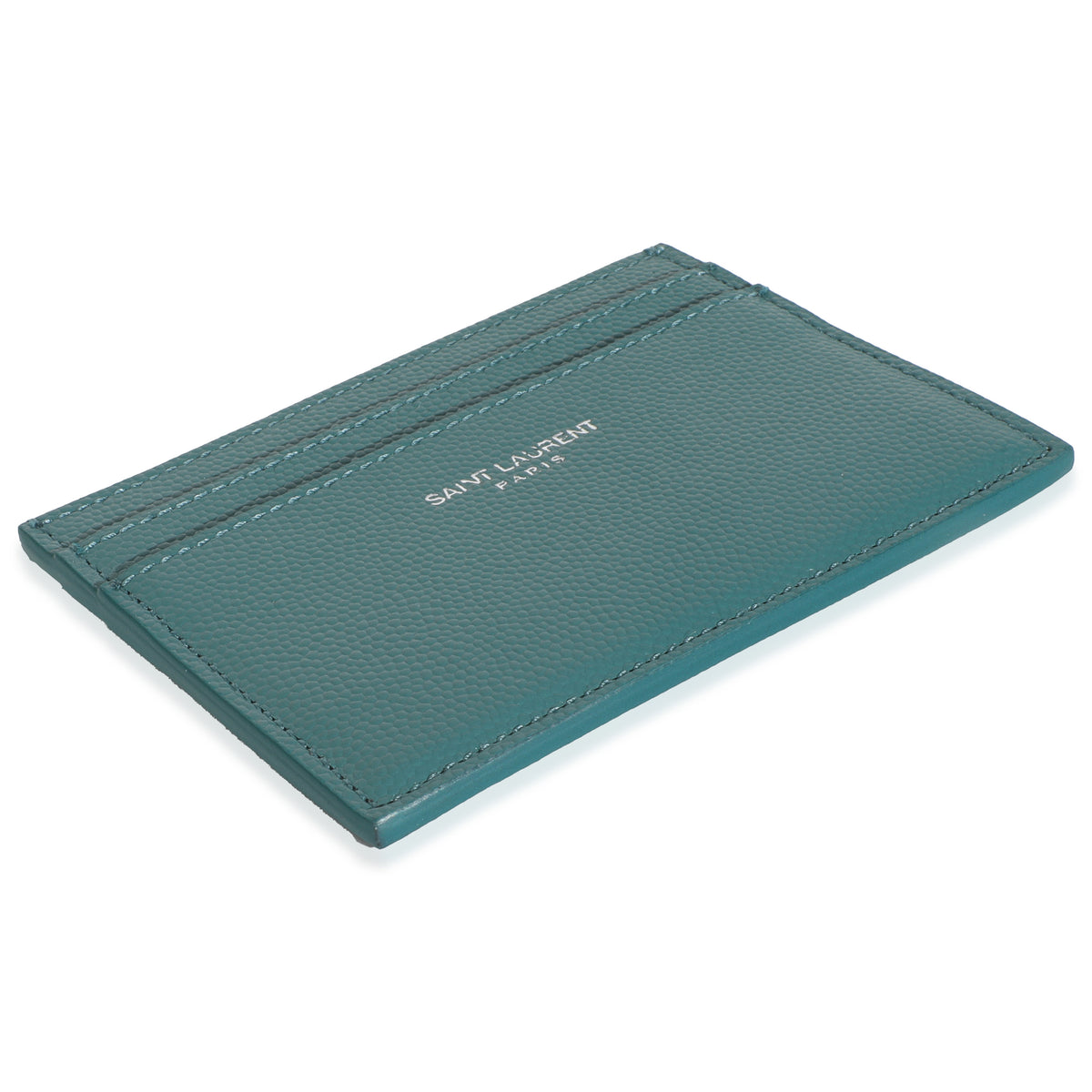 Saint Laurent Turquoise Grain De Poudre Credit Card Case Wallet box