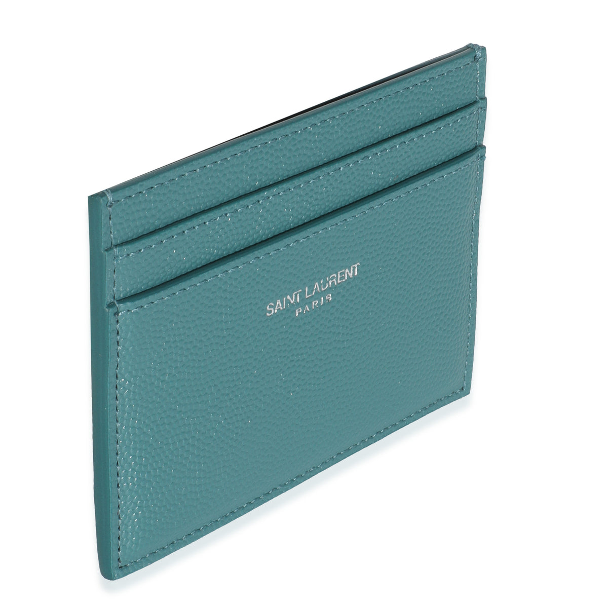 Saint Laurent Turquoise Grain De Poudre Credit Card Case Wallet pv