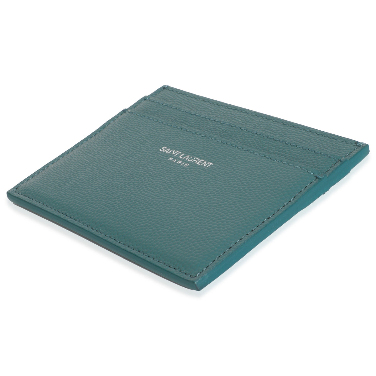Saint Laurent Turquoise Grain De Poudre Credit Card Case Wallet clasp