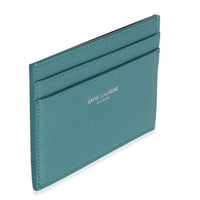 Saint Laurent Turquoise Grain De Poudre Credit Card Case Wallet pv