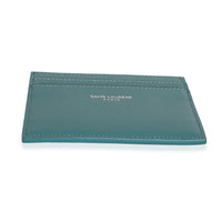 Saint Laurent Turquoise Grain De Poudre Credit Card Case Wallet stamp