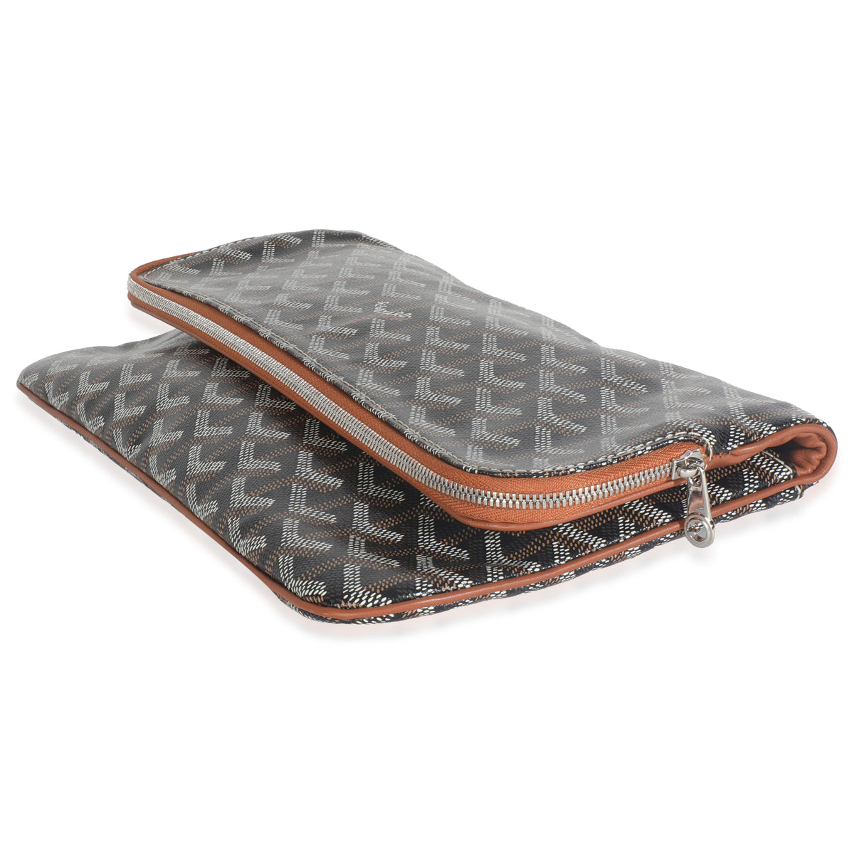 Gold Black Goyardine Canvas Saint Marie Soft Clutch