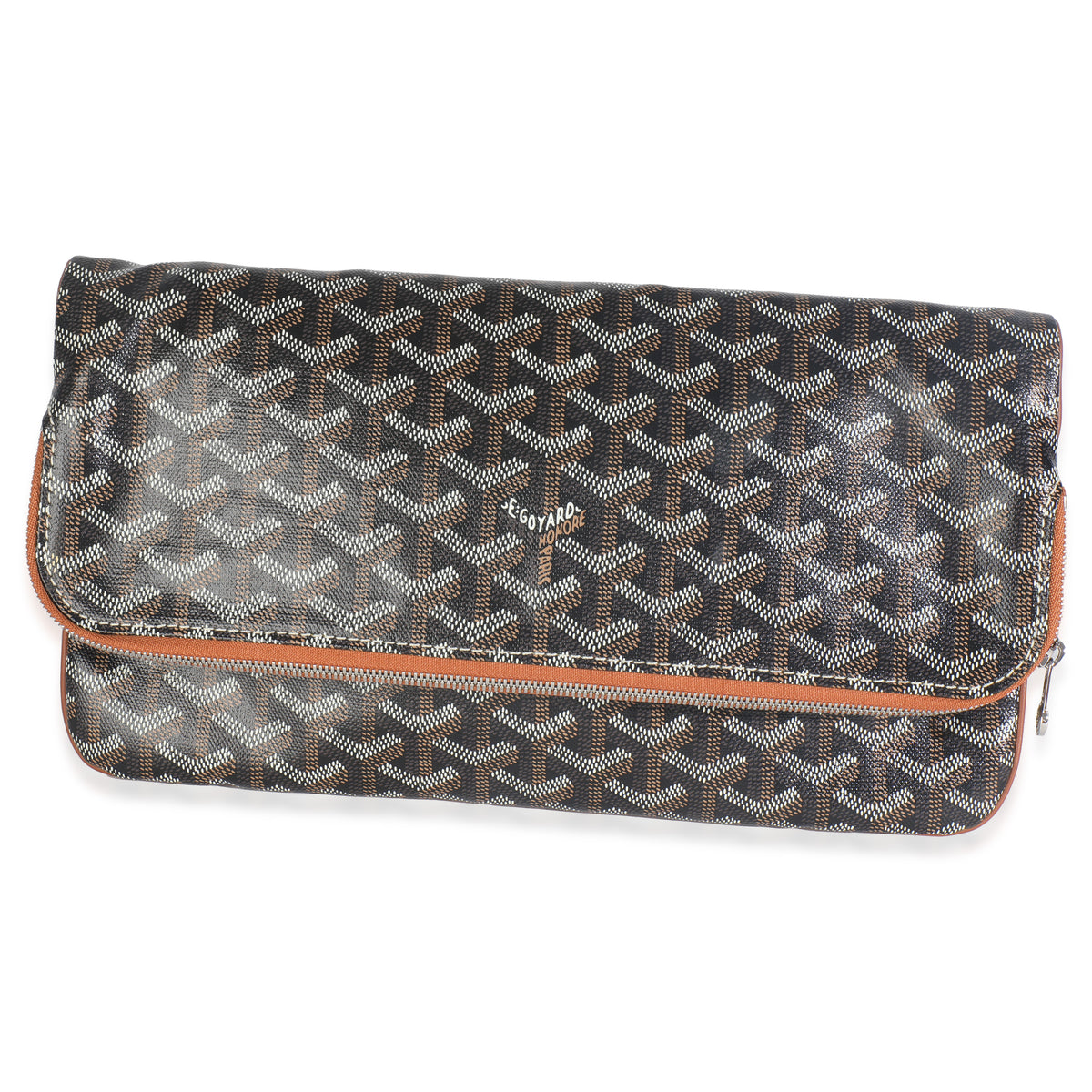 Gold Black Goyardine Canvas Saint Marie Soft Clutch