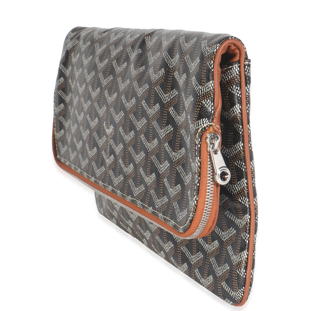 Gold Black Goyardine Canvas Saint Marie Soft Clutch