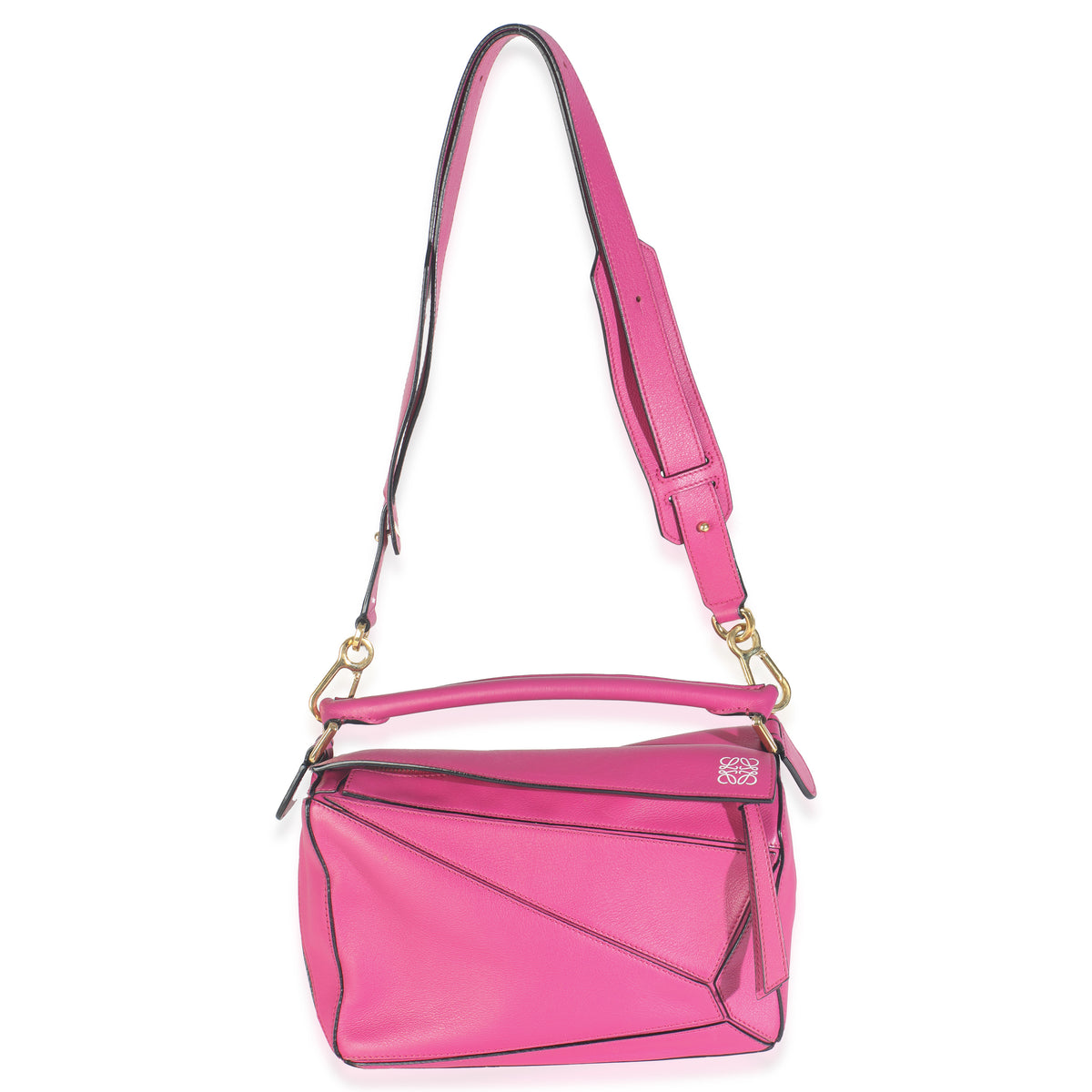 Pink Calfskin Small Puzzle Edge Bag