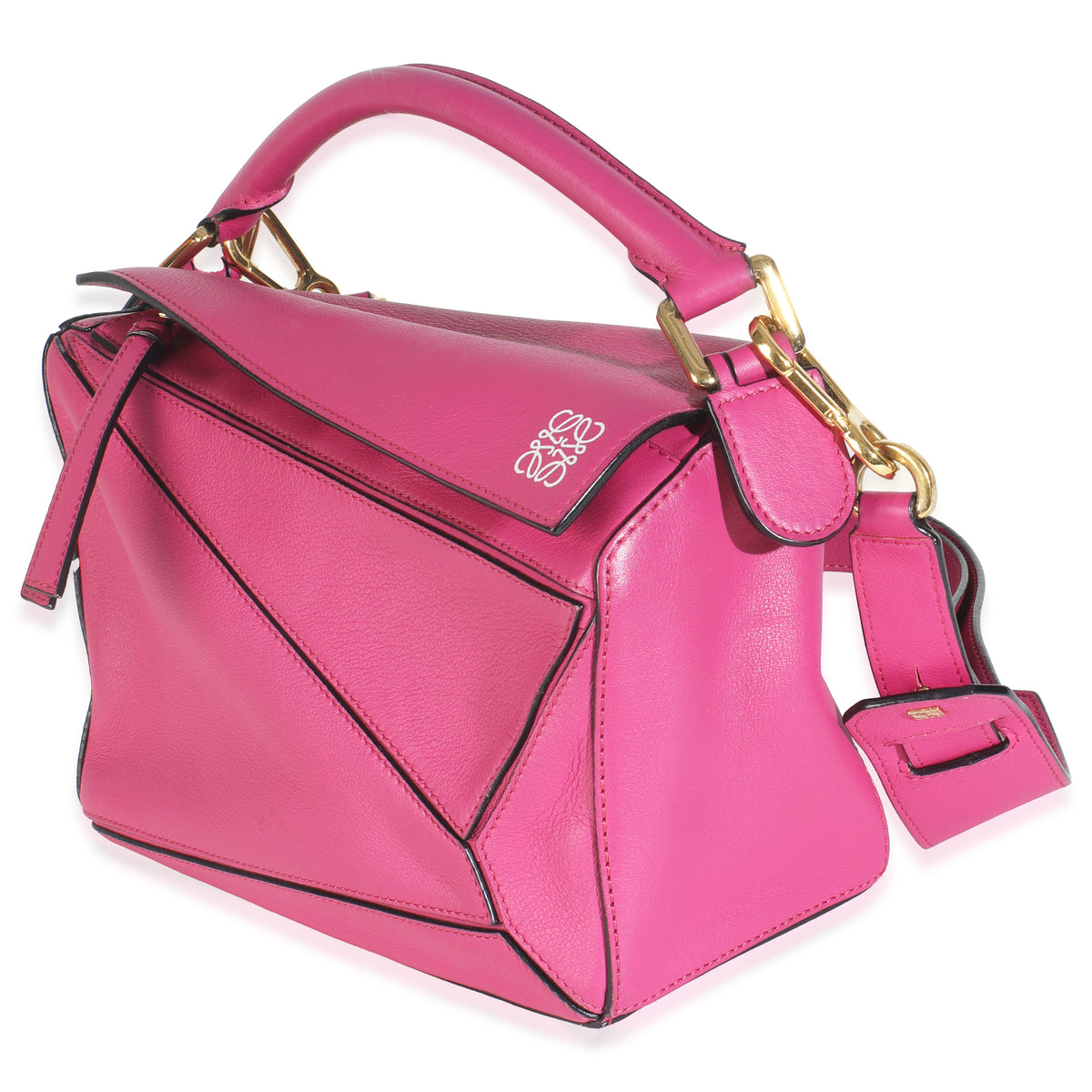 Pink Calfskin Small Puzzle Edge Bag
