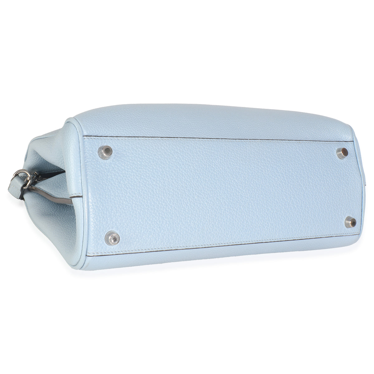 Blue Grainy Calfskin Small Zumi Top Handle Tote