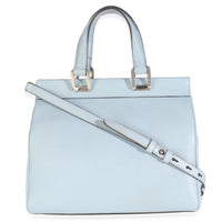 Blue Grainy Calfskin Small Zumi Top Handle Tote