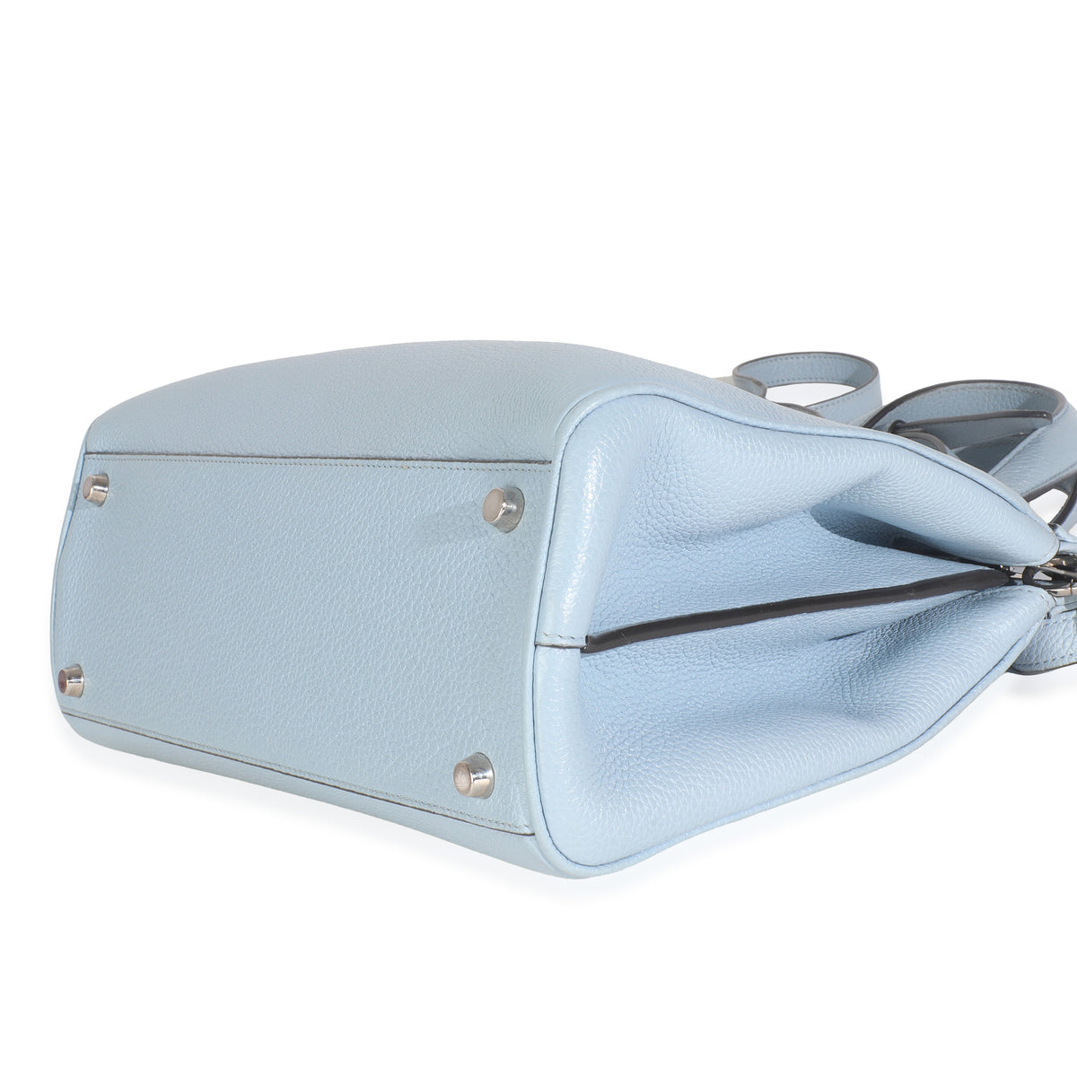 Blue Grainy Calfskin Small Zumi Top Handle Tote