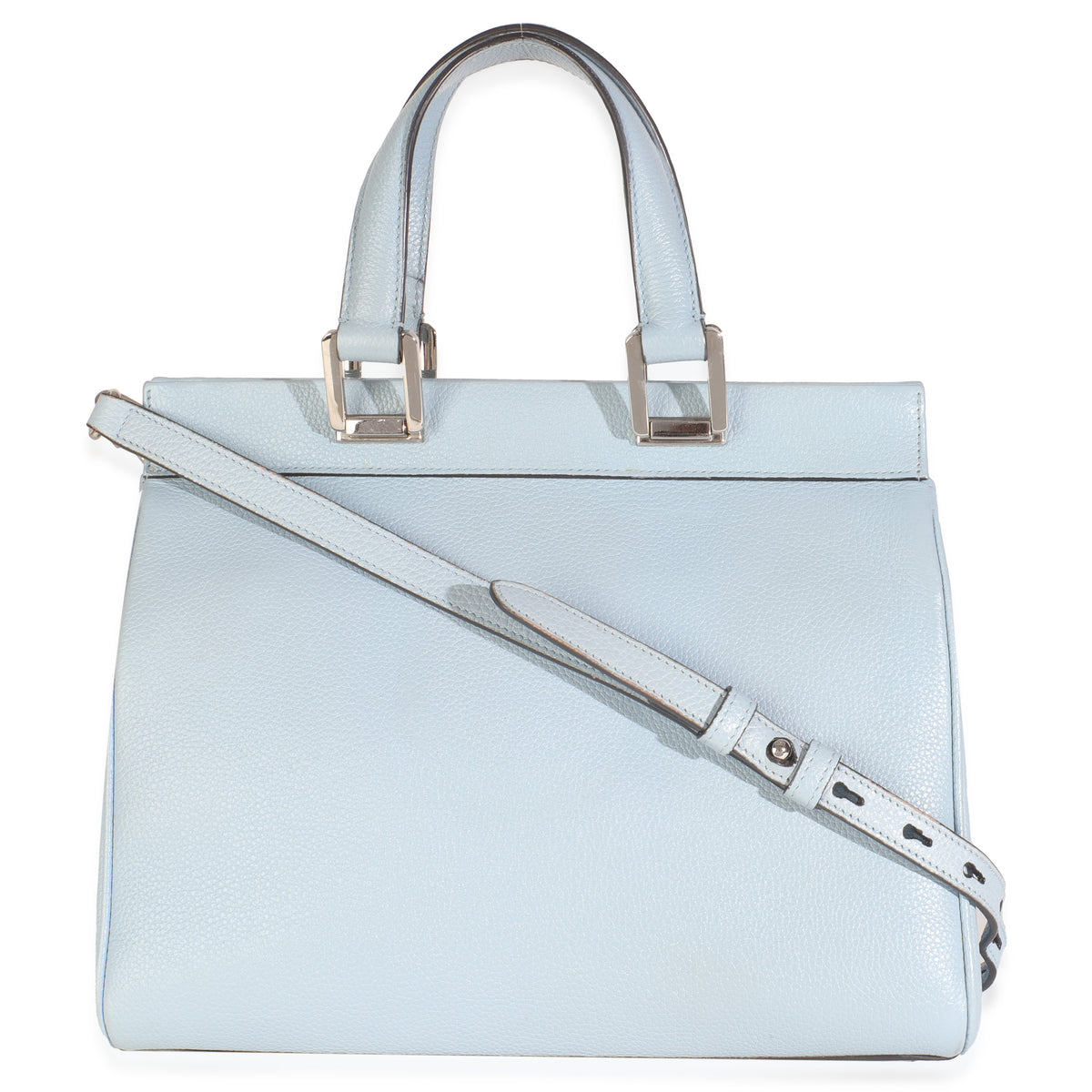 Blue Grainy Calfskin Small Zumi Top Handle Tote