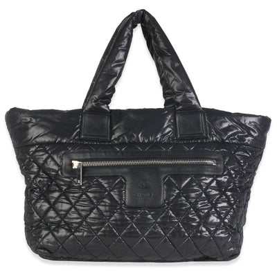 Black Quilted Nylon Large Coco Cocoon Tote