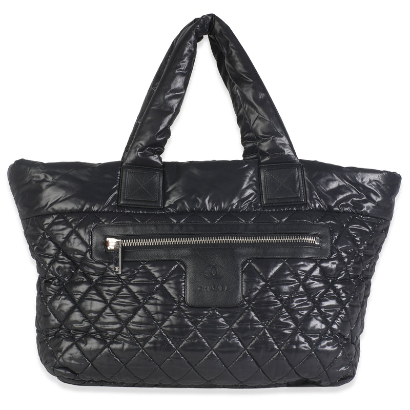 Black Quilted Nylon Large Coco Cocoon Tote