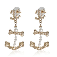 Gold-Plated  2018 Faux Pearl Anchor Earrings
