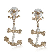 Gold-Plated  2018 Faux Pearl Anchor Earrings