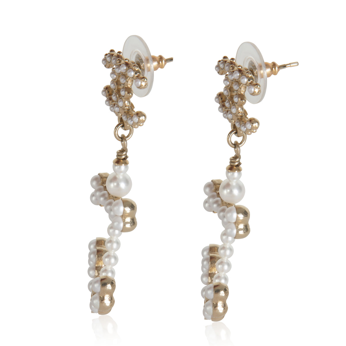 Gold-Plated  2018 Faux Pearl Anchor Earrings