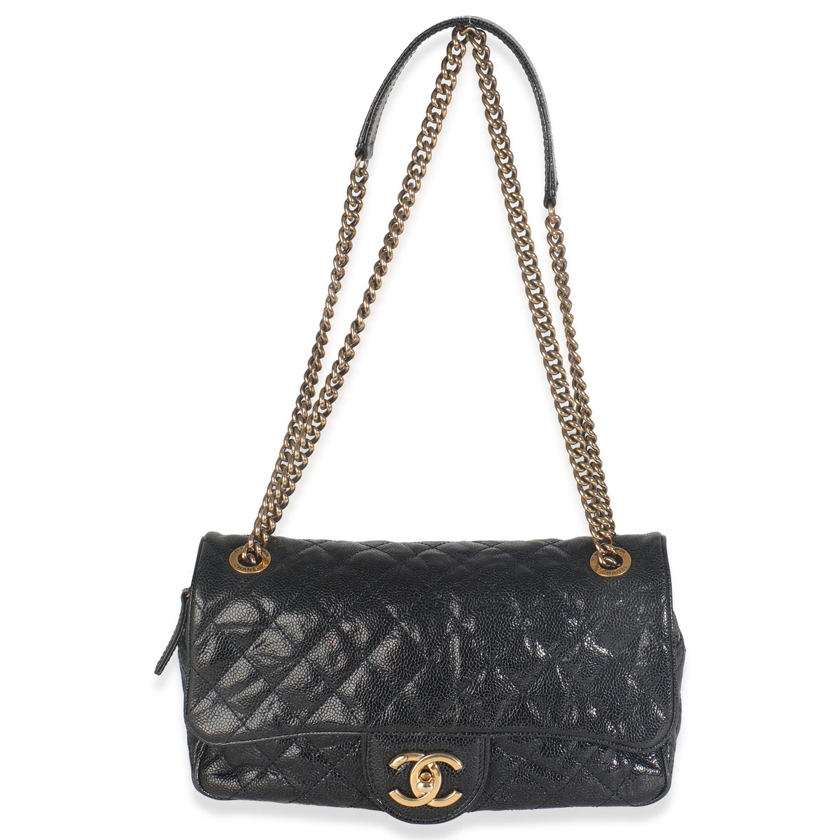 Chanel Black Crumpled Grained Calfskin Quilted Medium Shiva Flap Bag Handbag ad1