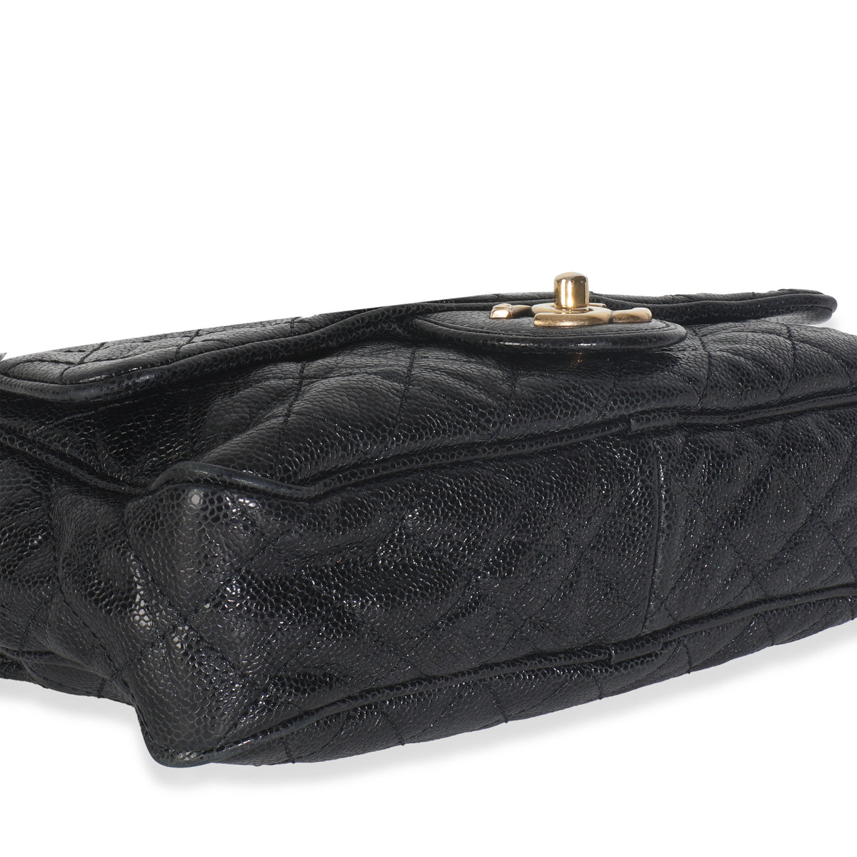 Chanel Black Crumpled Grained Calfskin Quilted Medium Shiva Flap Bag Handbag av