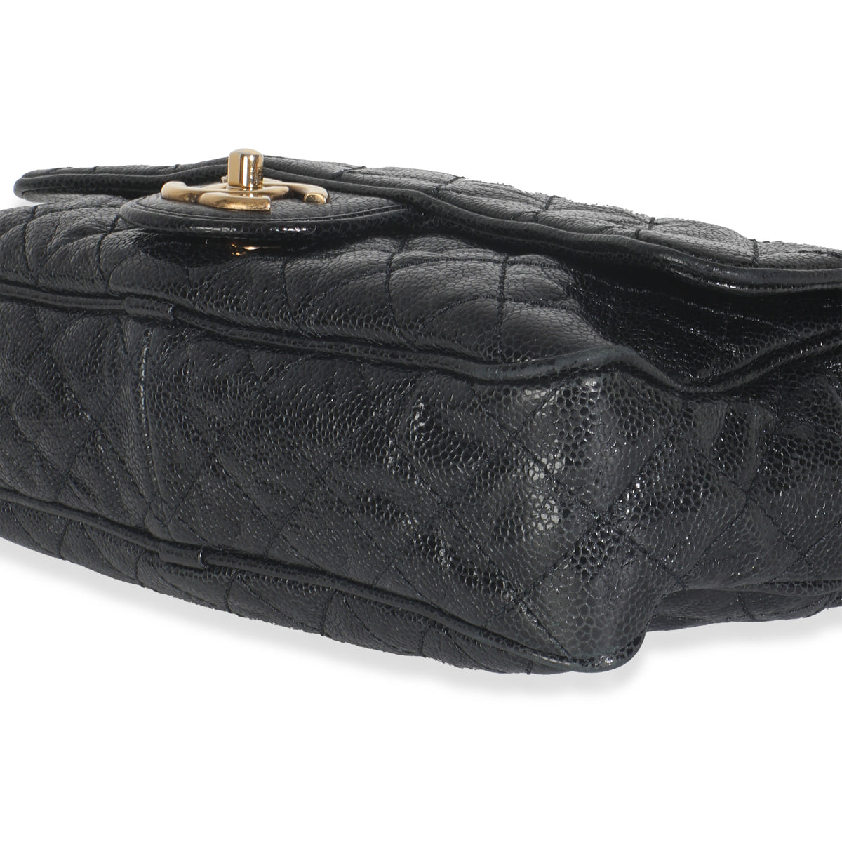 Chanel Black Crumpled Grained Calfskin Quilted Medium Shiva Flap Bag Handbag clasp