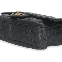 Chanel Black Crumpled Grained Calfskin Quilted Medium Shiva Flap Bag Handbag clasp