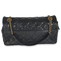 Chanel Black Crumpled Grained Calfskin Quilted Medium Shiva Flap Bag Handbag stamp
