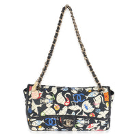 Multicolor Quilted Canvas Animal Print Single Flap Bag