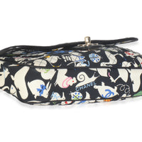 Multicolor Quilted Canvas Animal Print Single Flap Bag