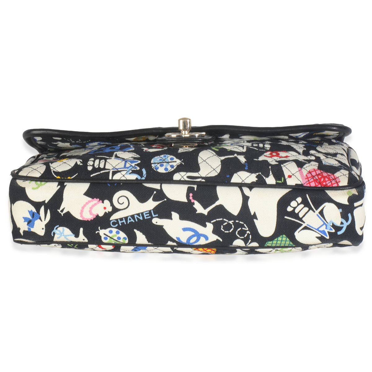 Multicolor Quilted Canvas Animal Print Single Flap Bag