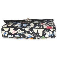 Multicolor Quilted Canvas Animal Print Single Flap Bag