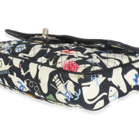 Multicolor Quilted Canvas Animal Print Single Flap Bag