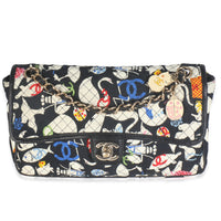 Multicolor Quilted Canvas Animal Print Single Flap Bag