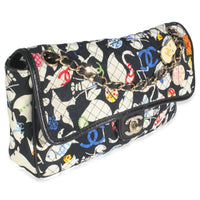 Multicolor Quilted Canvas Animal Print Single Flap Bag